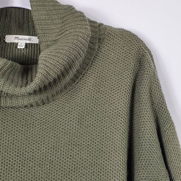 NWOT Madewell Ribbed Turtleneck Sweater in Green - Medium - Picture 4 of 9